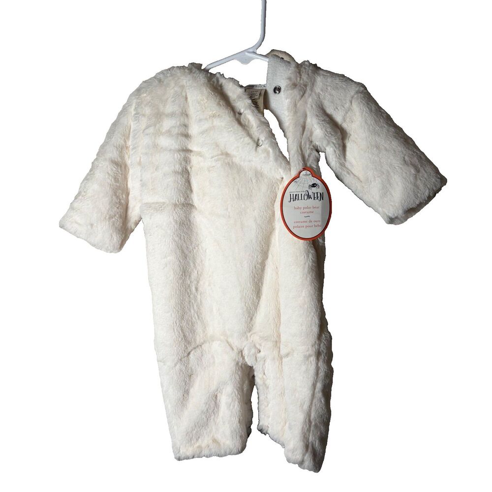 Pottery Barn Kids Halloween Costume Baby Polar Bear 0-6 Months White NWT